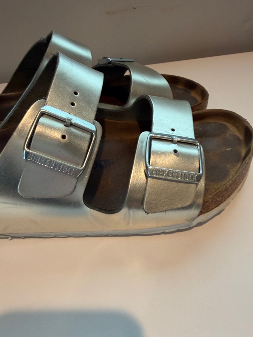 Birkenstock Silver Double-Strap Buckle Sandals - Picture 3 of 4